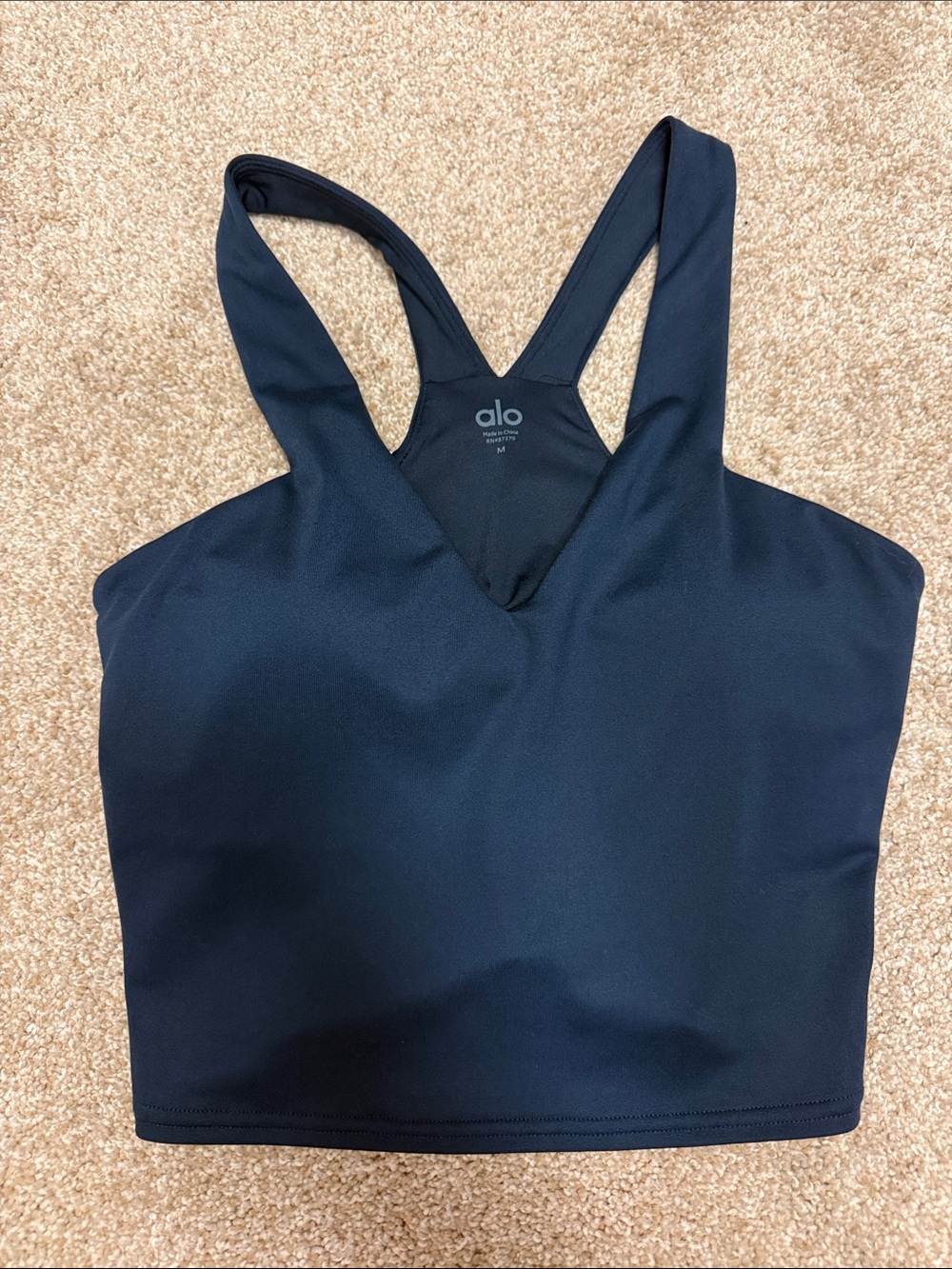 ALO Yoga Black V‑Neck Racerback Sports Bra